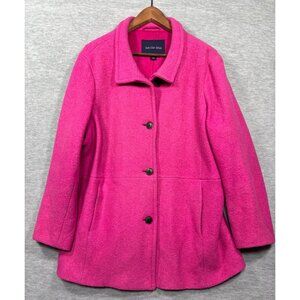 Lands End Womens Pink Wool Blend Button Front Coat Size 18W